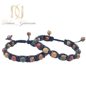 دستبند ست سنگ جاسپر بافت چرم za-n506