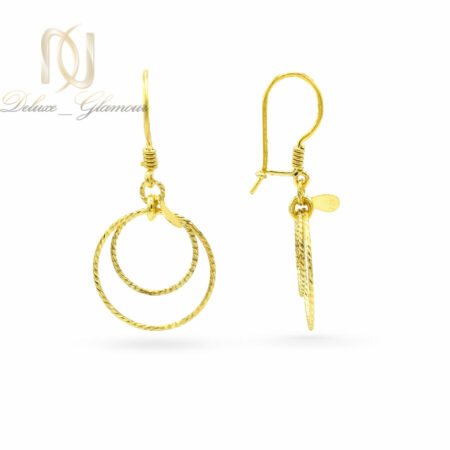 گوشواره حلقه ای آویزی نقره 925 طلایی er-n313