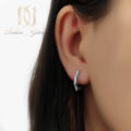 گوشواره نقره ظریف حلقه ای شش ضلعی er-n311