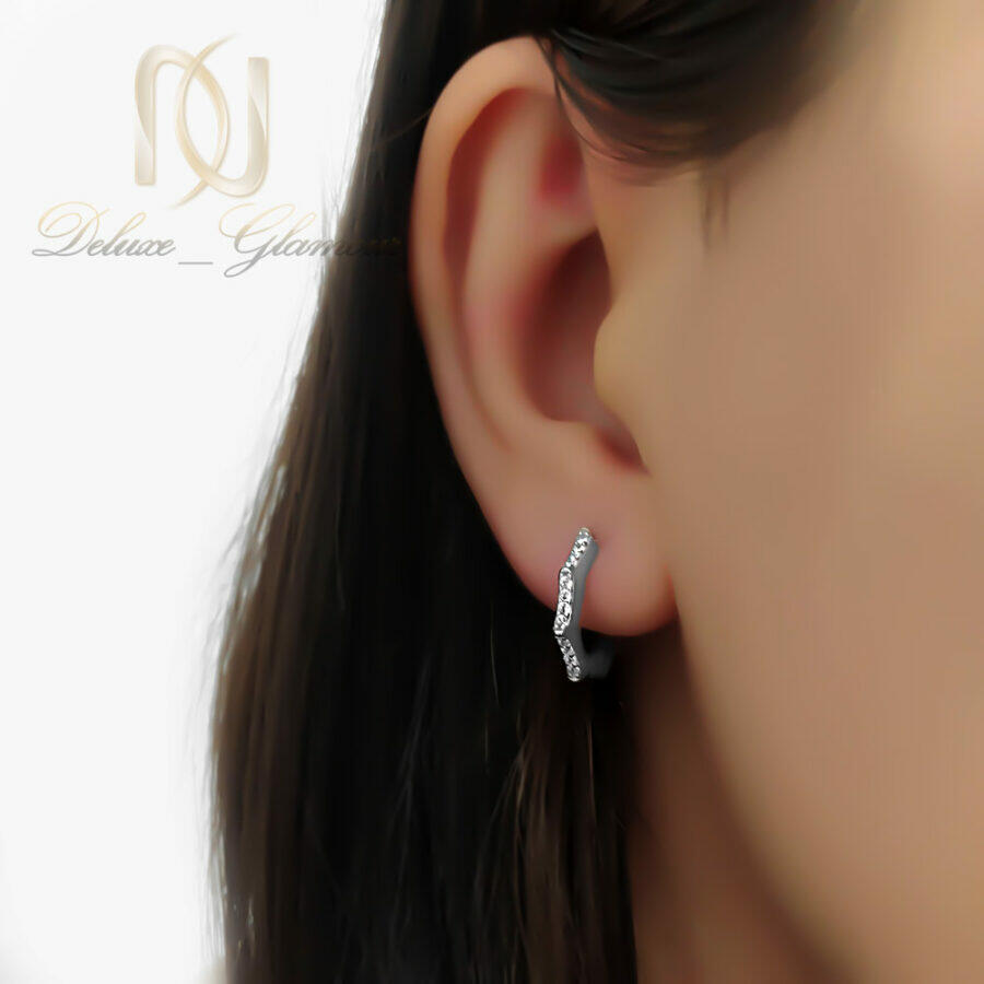 گوشواره نقره ظریف حلقه ای شش ضلعی er-n311