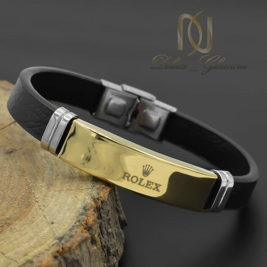 دستبند مردانه ROLEX چرمی رویه طلایی BR-N65