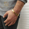 دستبند مردانه استیل طلایی 10 میل br-n68