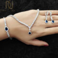سرویس نقره 925 زنانه نگین آبی اشک ce-n75