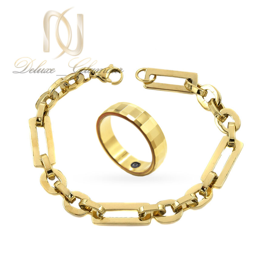 ست انگشتر و دستبند مردانه طرح طلا با کیفیت ce-n93