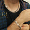 ست زنجیر و دستبند مردانه استیل نقره ای ce-n84