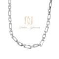 زنجیر مردانه نقره ای استیل طرح طلا سفید nw-n964