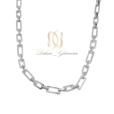 زنجیر مردانه نقره ای استیل طرح طلا سفید nw-n964