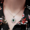 گردنبند نقره جواهری زنانه نگین سبز شیک nw-n970