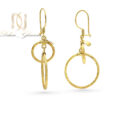گوشواره نقره 925 حلقه ای زنانه تراش آبکاری طلای 18 عیار er-n326