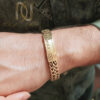 دستبند استیل طلایی مردانه بافت طرح رولکس br-n86