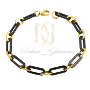 دستبند پسرانه استیل زنجیری طلایی و مشکی