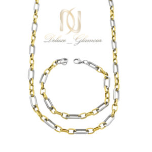 دستبند و زنجیر مردانه استیل نقره ای و طلایی ce-n98