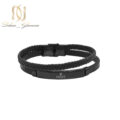 دستبند چرم ROLEX دو ردیفه رویه استیل مشکی BR-N100