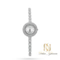 ساعت نقره عروس نگین سفید جواهری آبکاری رودیوم موتور ژاپن wh-n345