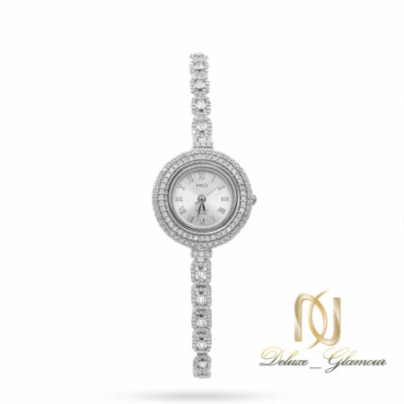 ساعت نقره عروس نگین سفید جواهری آبکاری رودیوم موتور ژاپن wh-n345