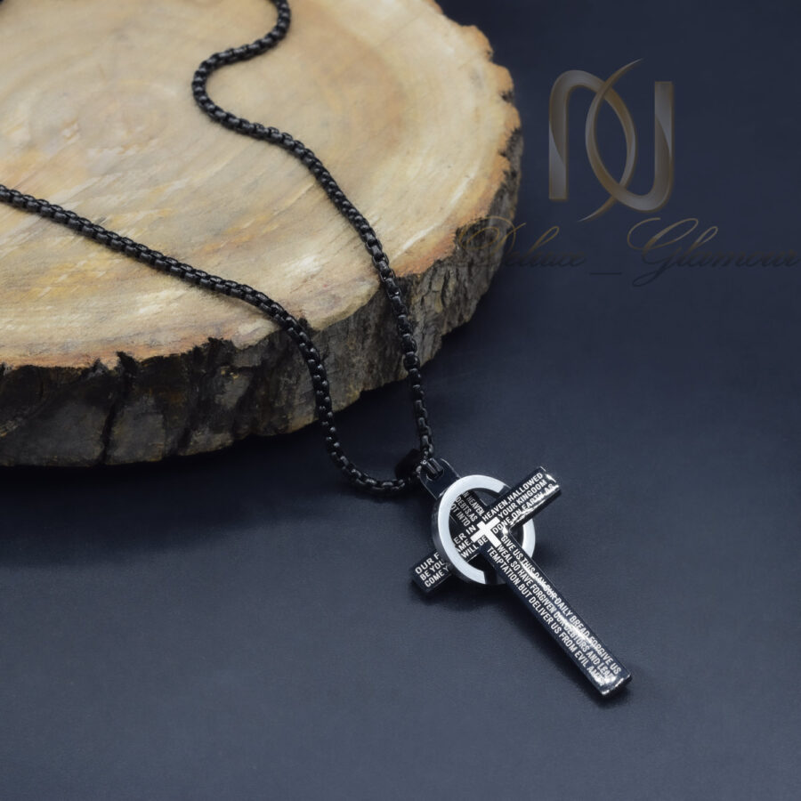گردنبند صلیب حلقه دار استیل مردانه مشکی NW-N990