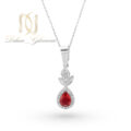 گردنبند نگین قرمز نقره 925 زنانه طرح اشک NW-N994