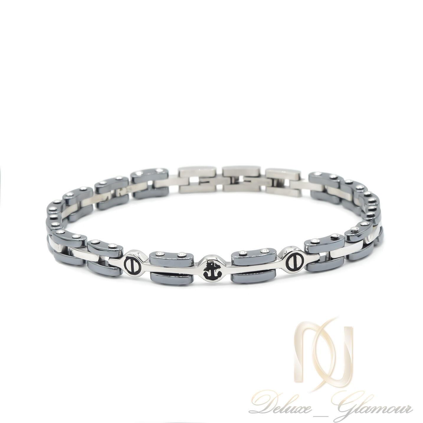 دستبند مردانه استیل طرح طلا کارتیر دو رنگ br-n130