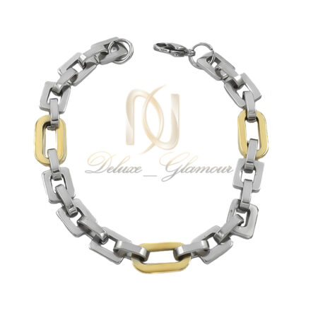 دستبند مردانه استیل آجری طلایی و نقره ای br-n124