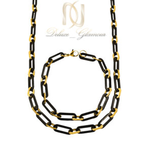 ست دستبند و زنجیر مردانه استیل طلایی و مشکی ce-n120