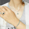 نیم ست نقره دستبند، انگشتر و گردنبند زنانه جواهری ce-n131