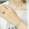 ست نقره دستبند و انگشتر زنانه نگین سبز جواهری ce-n127
