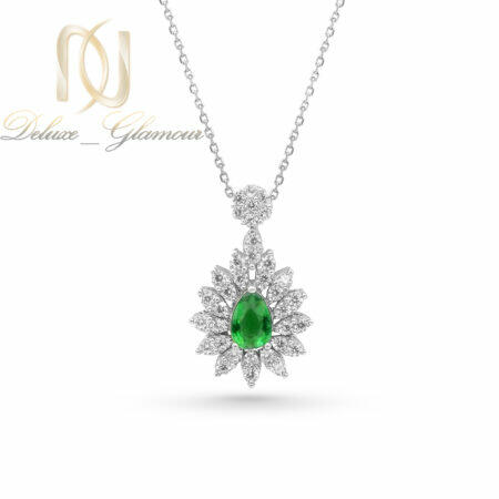 گردنبند نقره جواهری زنانه نگین سبز ظریف ne-n18