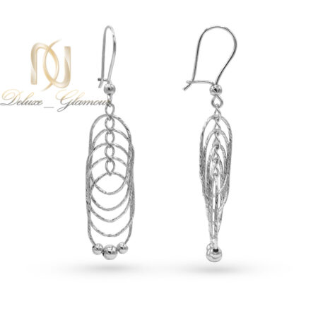 گوشواره نقره 925 حلقه ای بلند ساچمه دار er-n334