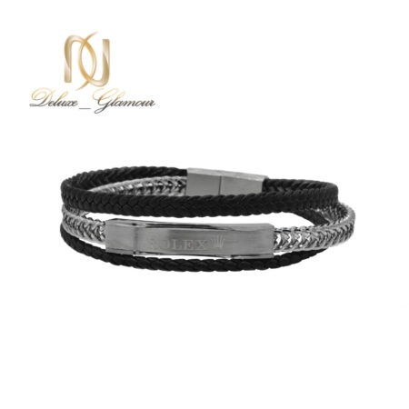 دستبند مردانه اسپرت رولکس چرم و زنجیری br-n134