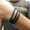 دستبند مردانه چرم چهار ردیفه طرح لویی ویتون br-n131