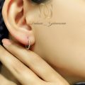 گوشواره حلقه ای نقره 925 تراش طرح طلا سفید er-n341