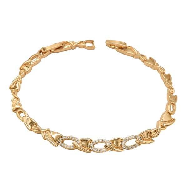 دستبند زنانه ژوپینگ نگین دار طلایی طرح جدید ظریف BR-N169