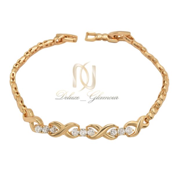 دستبند ژوپینگ XUPIN زنانه اصل طرح بی نهایت نگین سفید طلایی BR-N161