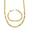 عکس ست دستبند و گردنبند مردانه استیل طلایی- ست دستبند و گردنبند رنگ ثابت مردانه