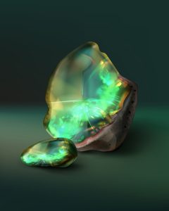 سنگ کهربا سبز رنگ