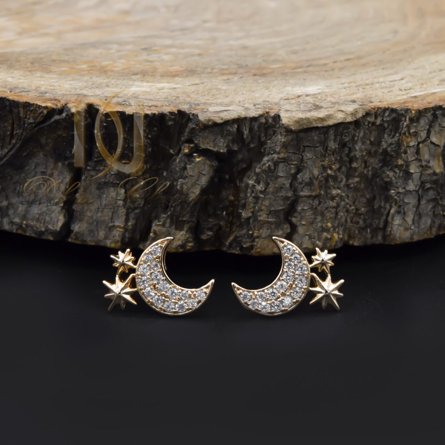 گوشواره ماه و ستاره ژوپینگ طلایی