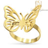 عکس انگشتر نقره پروانه زنانه طلایی بدون نگین