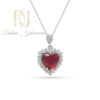 عکس گردنبند نقره زنانه قلب قرمز جواهری