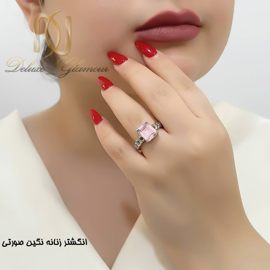 انگشتر نقره زنانه کارتیر نگین صورتی