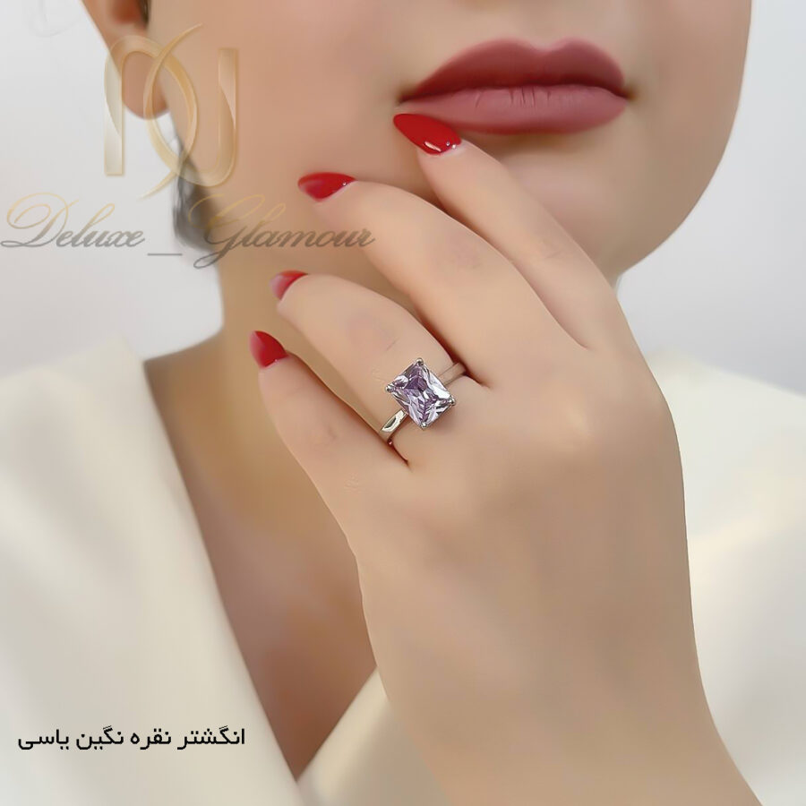 انگشتر نقره زنانه تک نگین یاسی