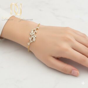 دستبند نقره زنانه مدل شاخه طلایی