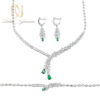 سرویس نقره زنانه جواهری نگین سبز