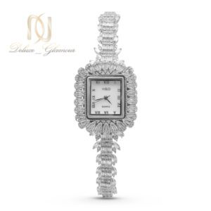 ساعت نقره زنانه جواهری صفحه مستطیلی