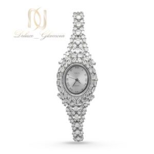این ساعت نقره زنانه جواهری نگین باگت