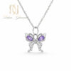 گردنبند زنانه استیل پروانه نگین بنفش