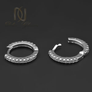 گوشواره نقره حلقه ای نگین دار ظریف
