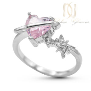 انگشتر استیل زنانه قلب نگین صورتی