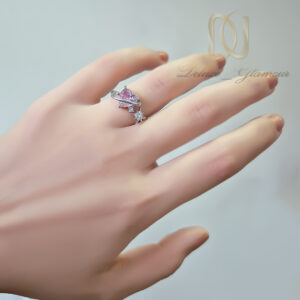 انگشتر استیل زنانه قلب نگین صورتی