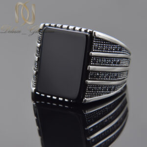 انگشتر نقره مردانه اسپرت نگین مشکی