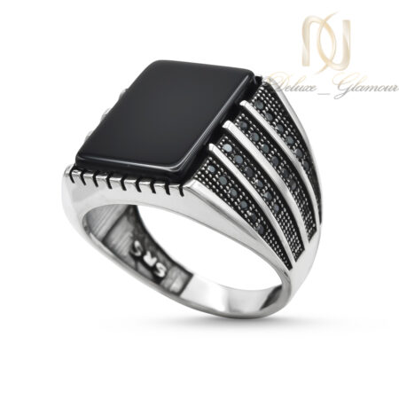 انگشتر نقره مردانه اسپرت نگین مشکی